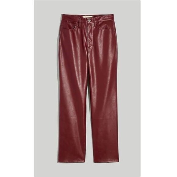 New Madewell The Plus Perfect Vintage Straight Jean Faux Leather in Cabernet 27 - Picture 12 of 14